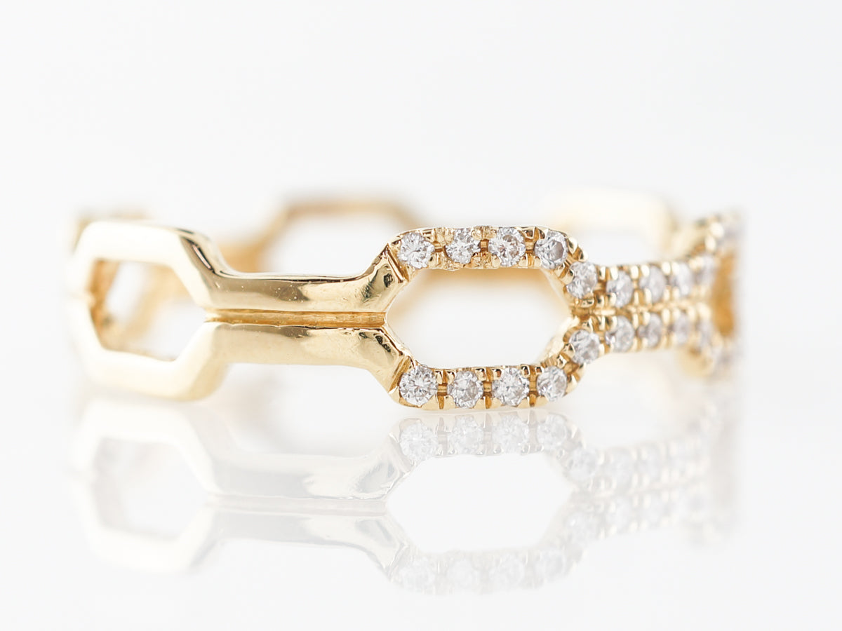 Pave Chain Link Diamond Ring in 18k Yellow Gold