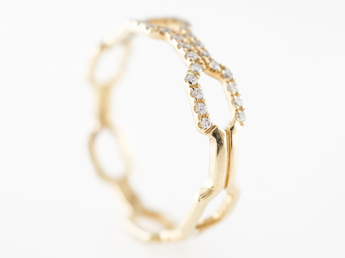 Pave Chain Link Diamond Ring in 18k Yellow Gold