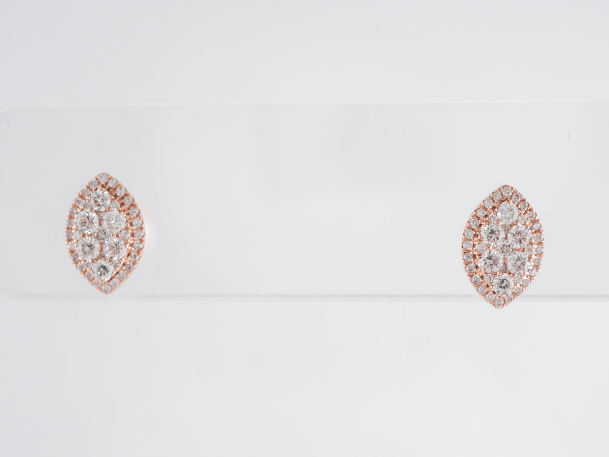 Cluster Diamond Marquise Earrings 14K Rose Gold