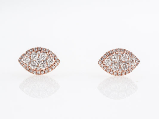 Cluster Diamond Marquise Earrings 14K Rose Gold