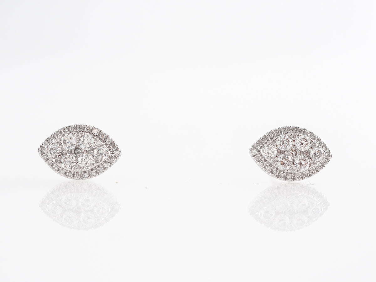 Marquis Pave Cluster Diamond Earrings 14K White Gold