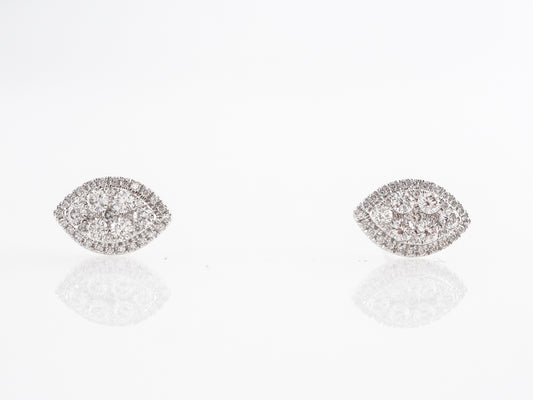 Marquis Pave Cluster Diamond Earrings 14K White Gold