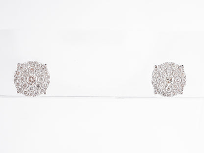 Pave Cluster Earring Studs in 14k White Gold