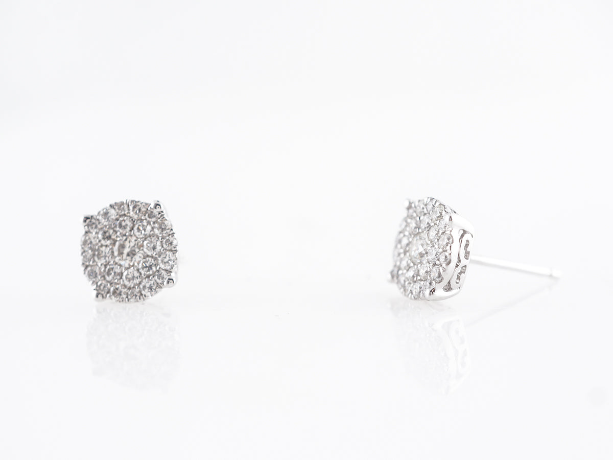 Pave Cluster Earring Studs in 14k White Gold