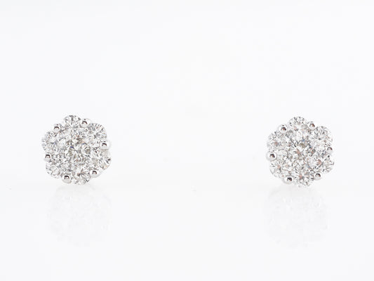 Cluster Pave Earring Studs w/ Round Brilliant Diamonds