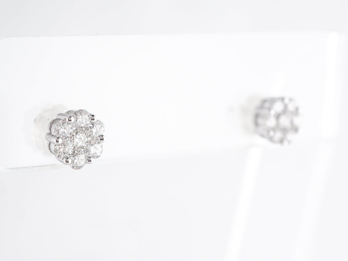 Cluster Pave Earring Studs w/ Round Brilliant Diamonds
