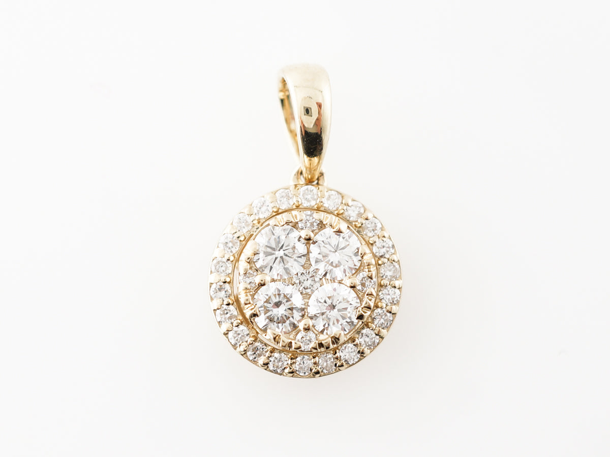Pave Diamond Cluster Pendant in 14k Yellow Gold