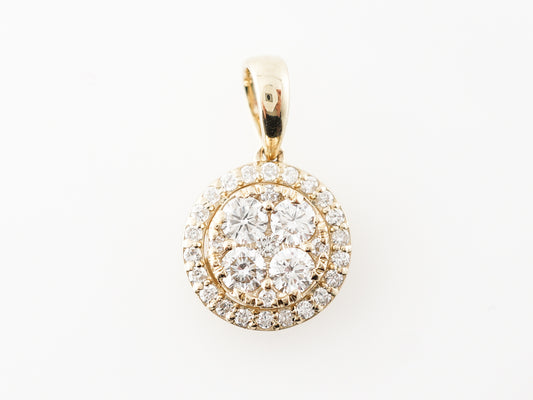 Pave Diamond Cluster Pendant in 14k Yellow Gold