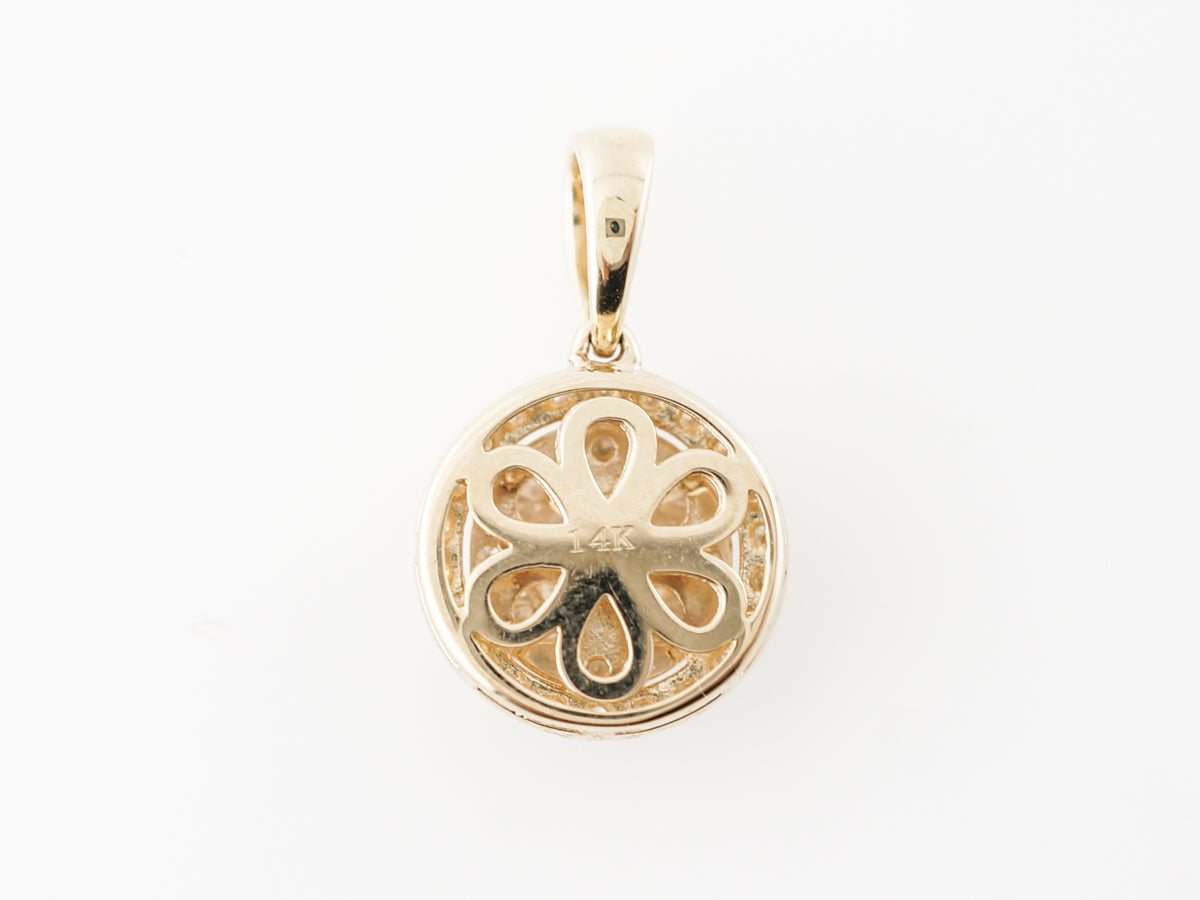 Pave Diamond Cluster Pendant in 14k Yellow Gold