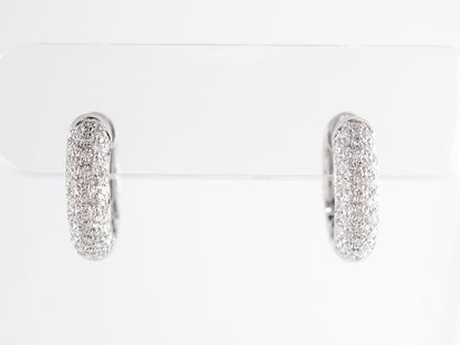 Pave Diamond Hoop Earrings in 14k White Gold