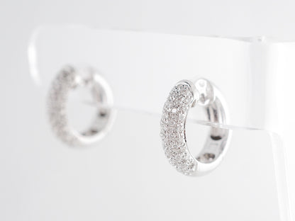 Pave Diamond Hoop Earrings in 14k White Gold