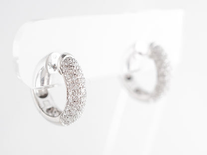 Pave Diamond Hoop Earrings in 14k White Gold