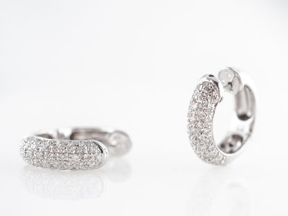 Pave Diamond Hoop Earrings in 14k White Gold