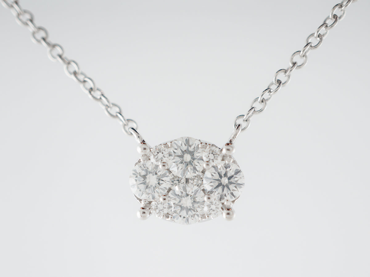 Pave Diamond Pendant in 18k White Gold