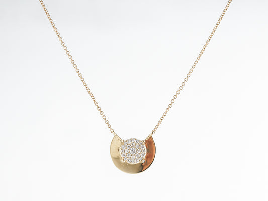 Pave Diamond Disc Pendant in 18k Yellow Gold