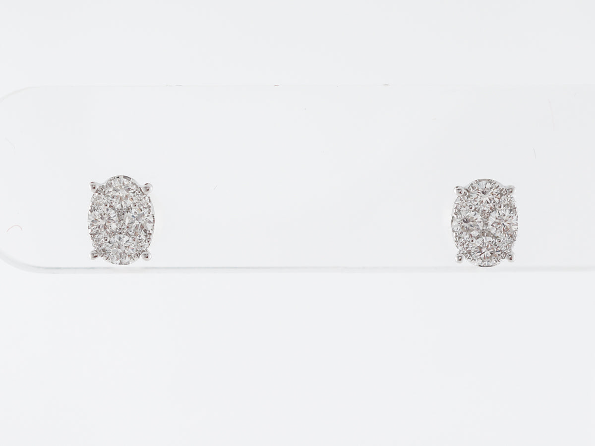 Diamond Stud Pave Earrings in 18k White Gold