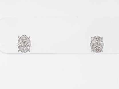 Diamond Stud Pave Earrings in 18k White Gold