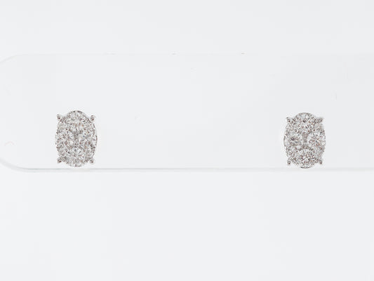 Diamond Stud Pave Earrings in 18k White Gold