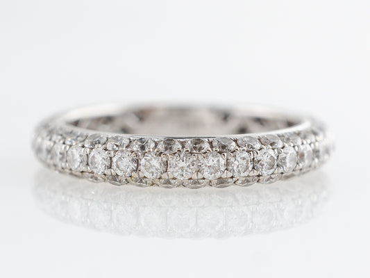 Pave Round Brilliant Diamond Wedding Band 18k