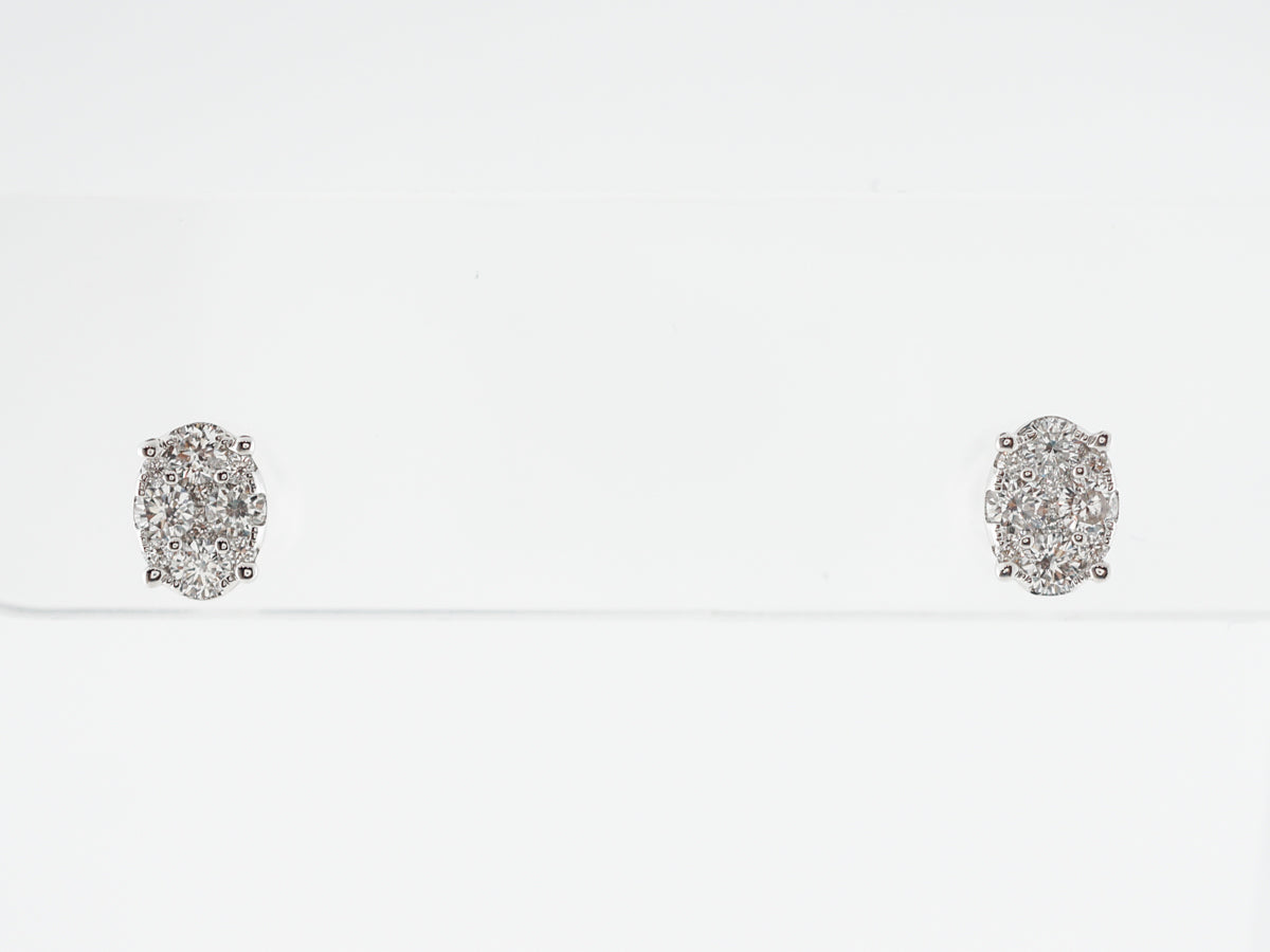 Pave Diamond Stud Earrings in 18k White Gold