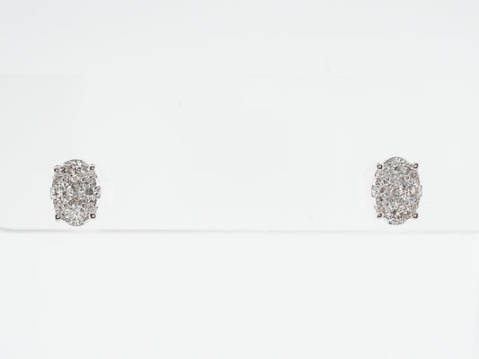 Pave Diamond Stud Earrings in 18k White Gold
