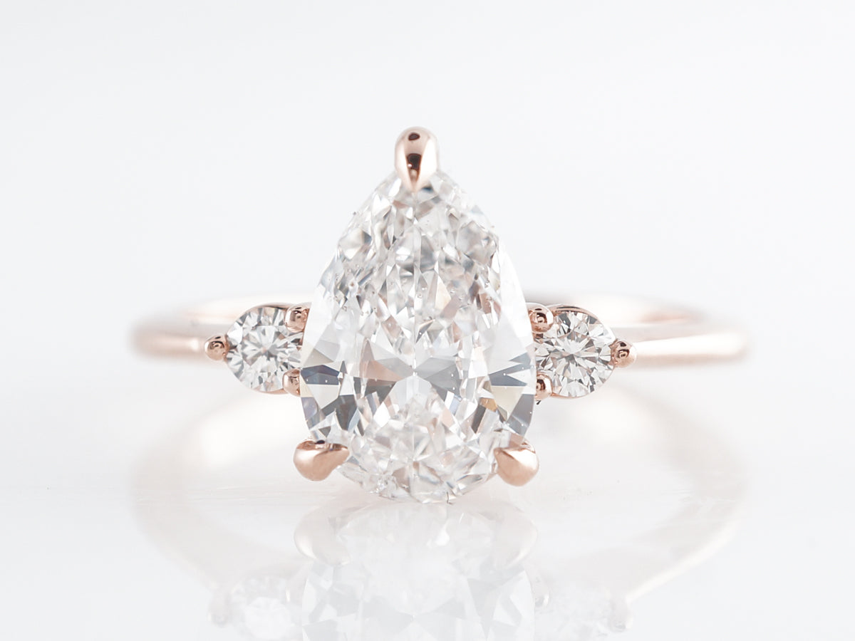 1.50 Pear Cut Diamond Engagement Ring 14k Rose Gold