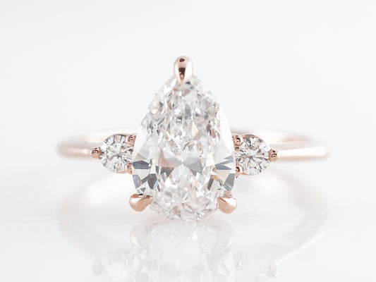 1.50 Pear Cut Diamond Engagement Ring 14k Rose Gold