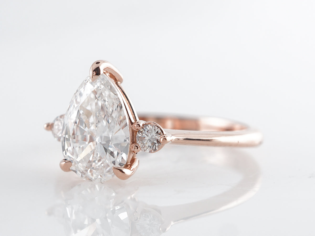 1.50 Pear Cut Diamond Engagement Ring 14k Rose Gold