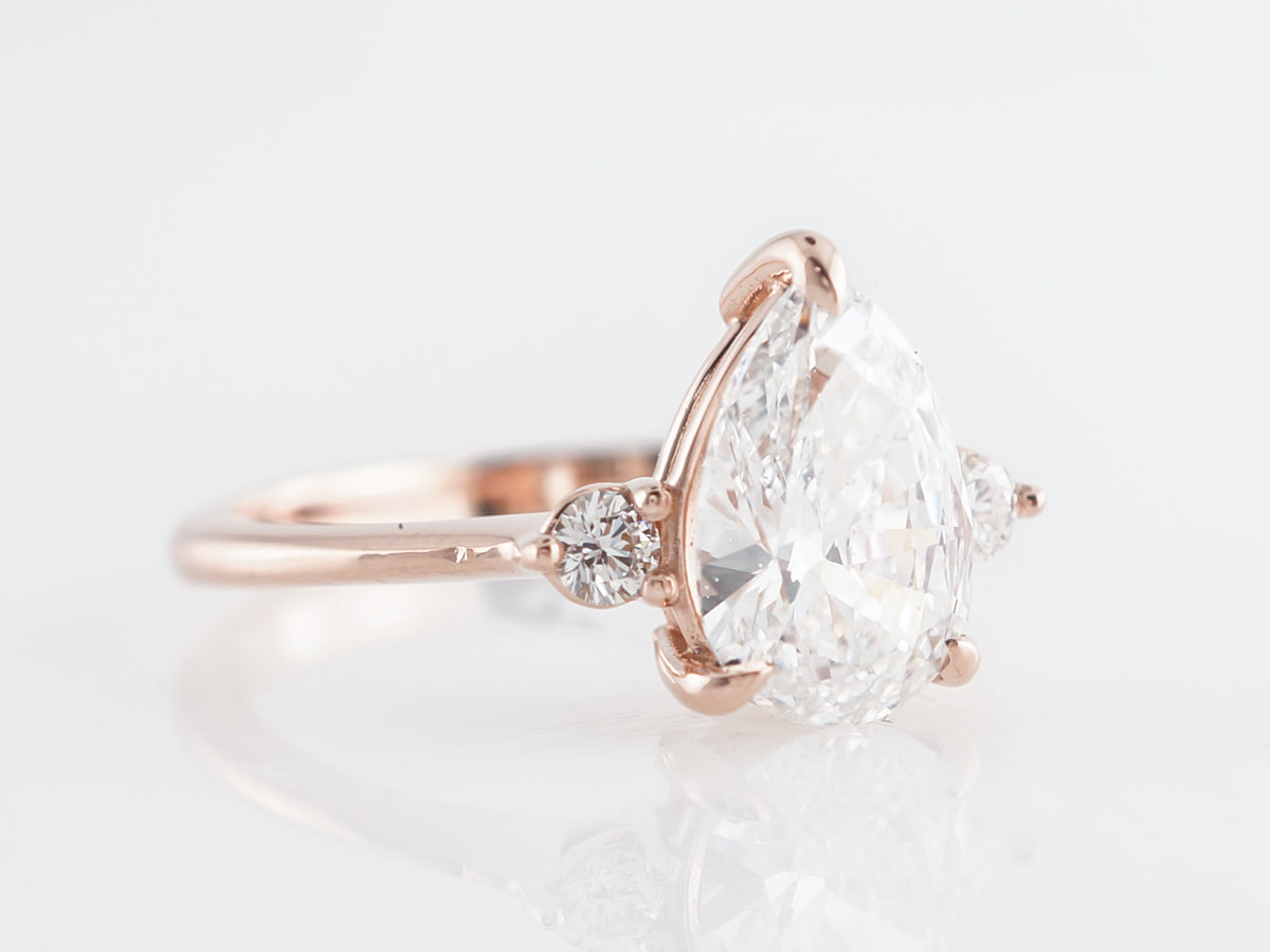 1.50 Pear Cut Diamond Engagement Ring 14k Rose Gold