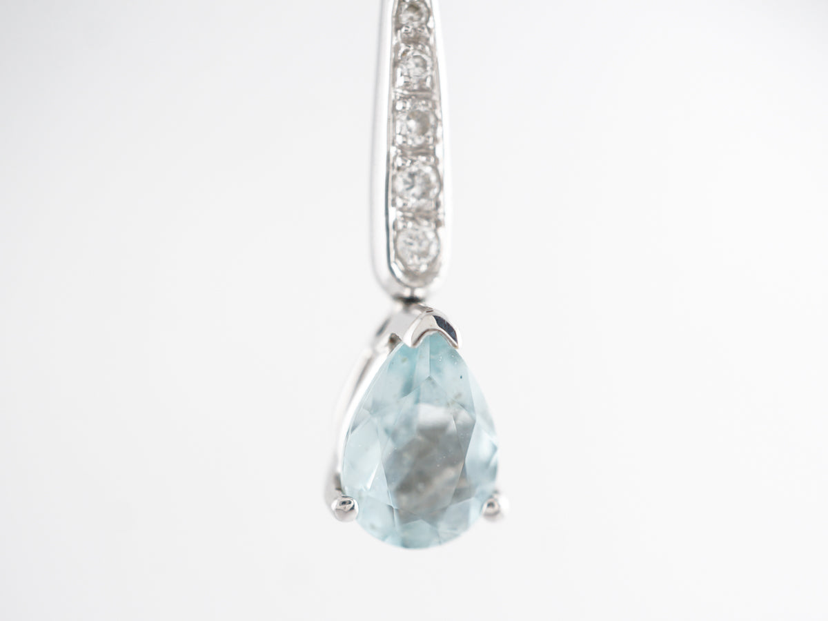 Pear Cut Aquamarine Necklace in 14k White Gold