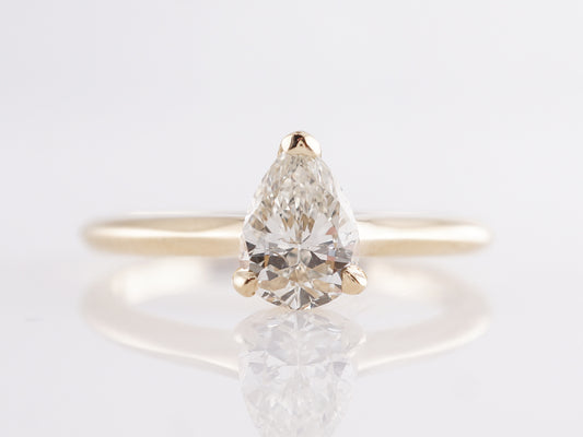 Pear Cut Solitaire Diamond Engagement Ring in 14k Yellow Gold