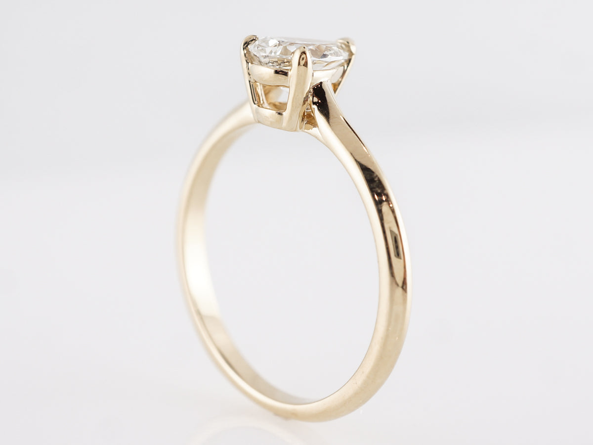 Pear Cut Solitaire Diamond Engagement Ring in 14k Yellow Gold