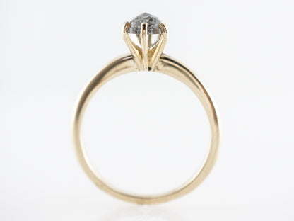 Pear Cut Grey Diamond Solitaire Engagement Ring in Yellow Gold