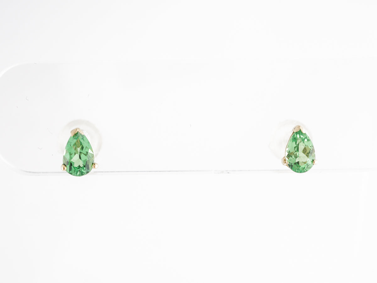 Pear Cut Tsavorite Garnet Earrings 14K Yellow Gold