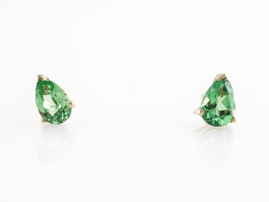 Pear Cut Tsavorite Garnet Earrings 14K Yellow Gold