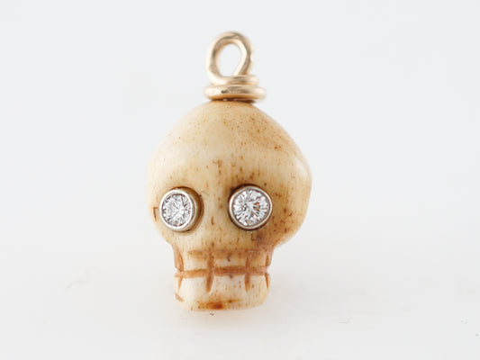 Pendant Bone Skull Charm Modern in 14k Yellow Gold Filled