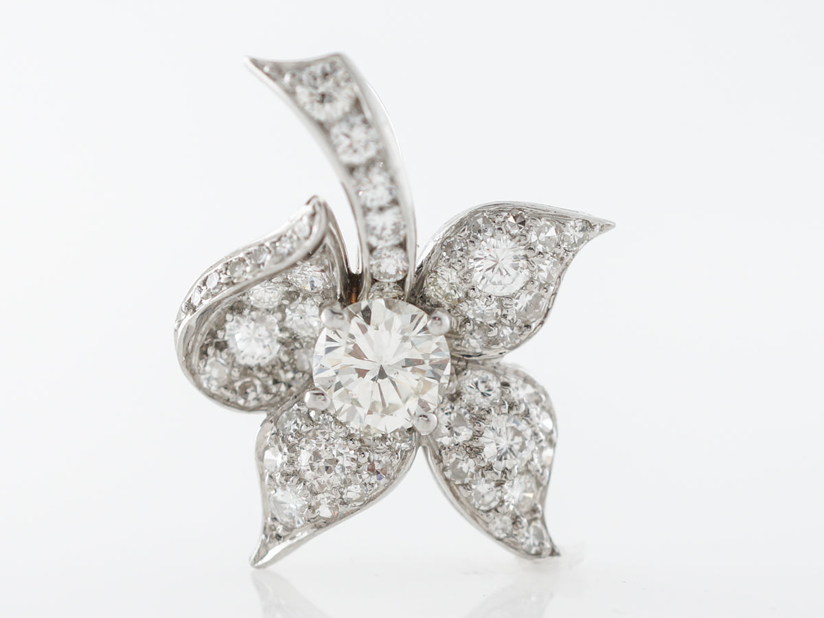 1 Carat Diamond Floral Pendant in Platinum