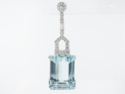 62 Carat Aquamarine & Diamond Earrings in Platinum