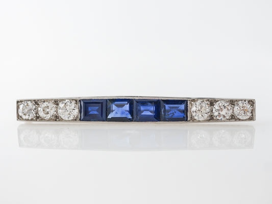 Antique Art Deco Brooch w/ Diamonds & Sapphires