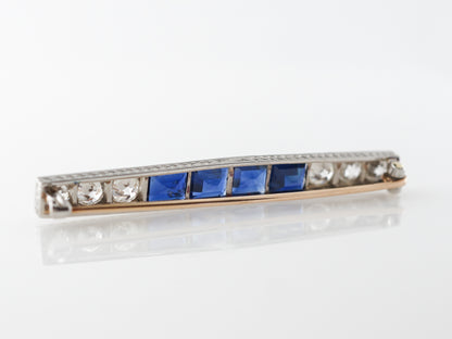 Antique Art Deco Brooch w/ Diamonds & Sapphires