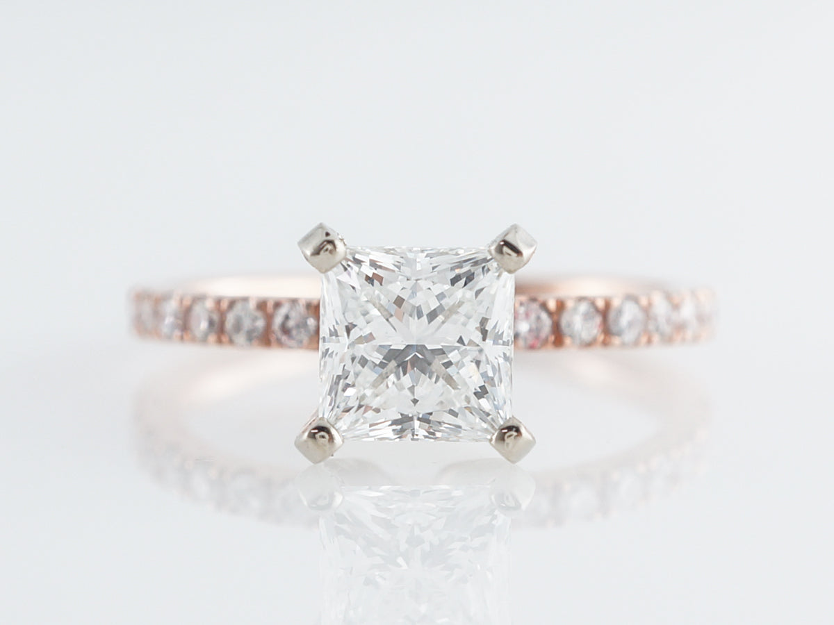 1 Carat GIA Princess Cut Diamond Engagement Ring in 14k