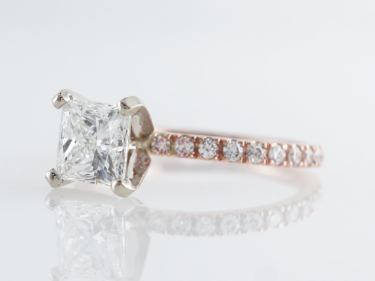 1 Carat GIA Princess Cut Diamond Engagement Ring in 14k