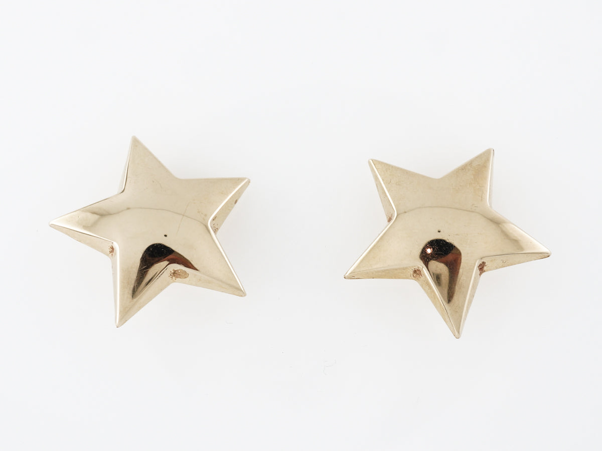 High Polish Star Earrings in 14K Yellow Gold