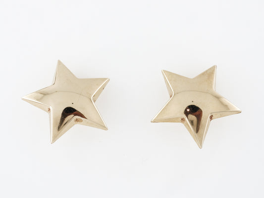 High Polish Star Earrings in 14K Yellow Gold