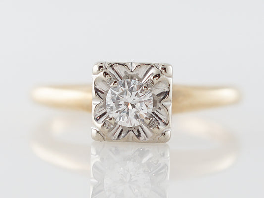 Vintage Retro Brilliant Cut Diamond Engagement Ring in 14k