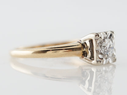 Vintage Retro Brilliant Cut Diamond Engagement Ring in 14k