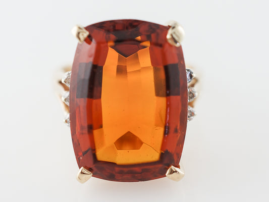 15 Carat Retro Citrine Cocktail Ring in 14k Yellow Gold