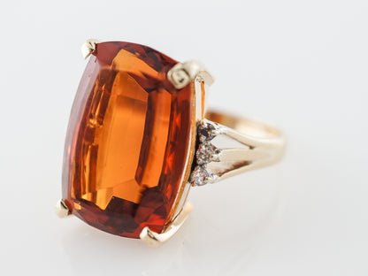 15 Carat Retro Citrine Cocktail Ring in 14k Yellow Gold