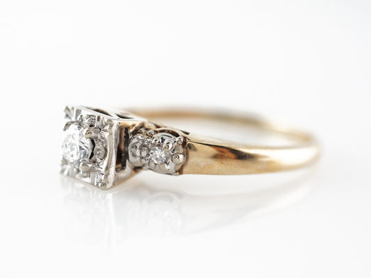 1940's Diamond Engagement Ring in White Gold & Yellow Gold