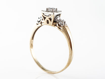 Two-Tone Retro Diamond Engagement Ring in 14 Yellow & White Gold